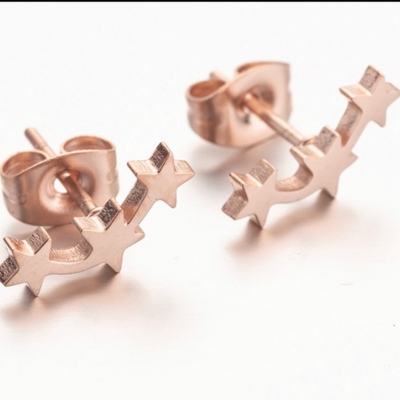 ROSE GOLD  3 Sisters Stainless Steel Stud Earrings With Gift Box - Picture 2 of 5